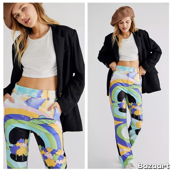 House of Sunny Pants - HOUSE OF SUNNY nice to meet you UFO alien kidcore wide leg pants 4